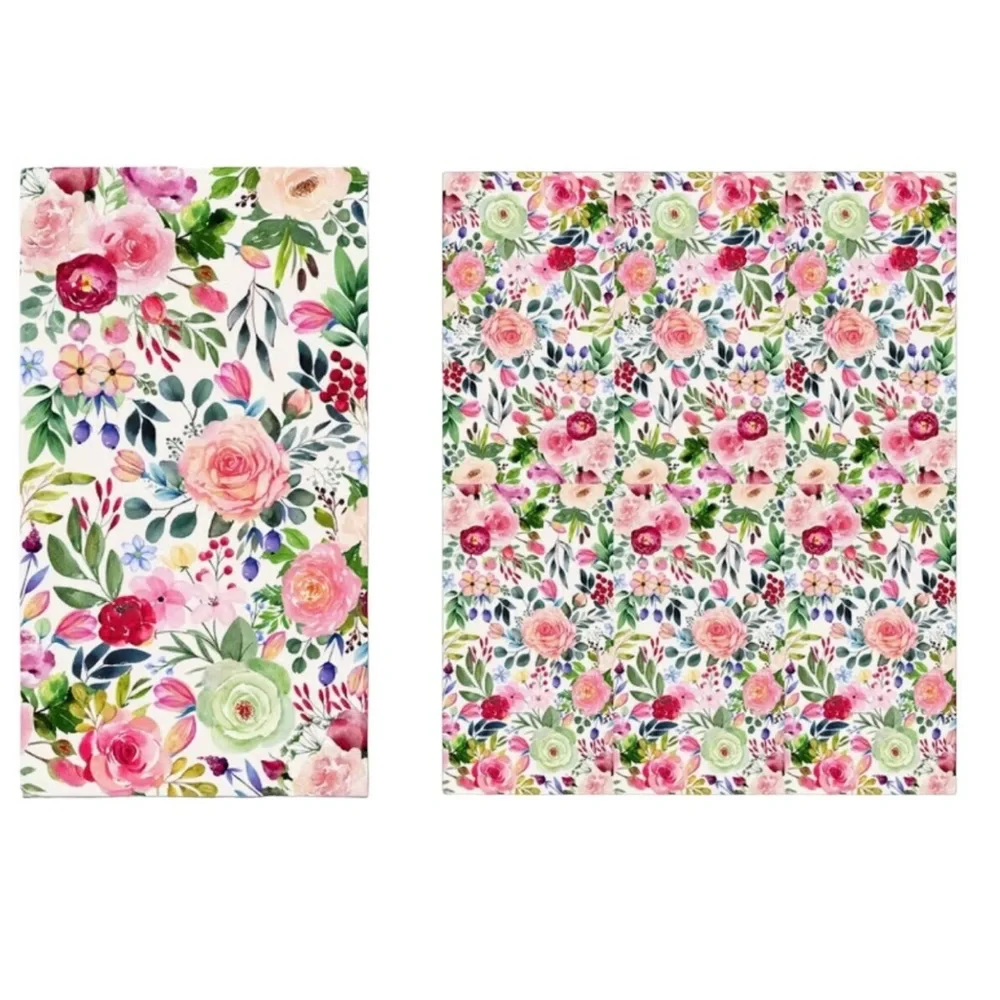 Set of Two (2) DIY INDIVIDUAL Watercolor Roses DIY Decoupage Guest Towel Napkins